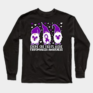 Fibromyalgia Awareness Gnome One Fights Alone Long Sleeve T-Shirt